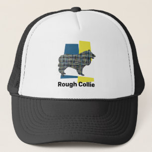 Casquette Collie Rough Cute Dog Silhouette Tricolore Grille