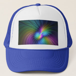 Casquette Coloré Avec Bleu Moderne Art Fractal Abstrait