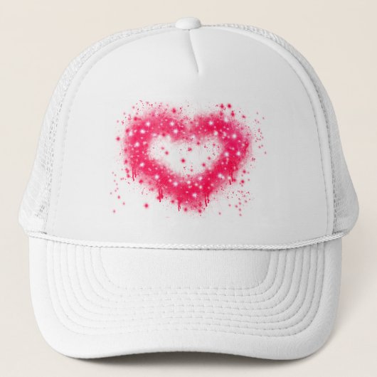 Casquette Conception de coeur scintillant rose peinture aéro (Devant)