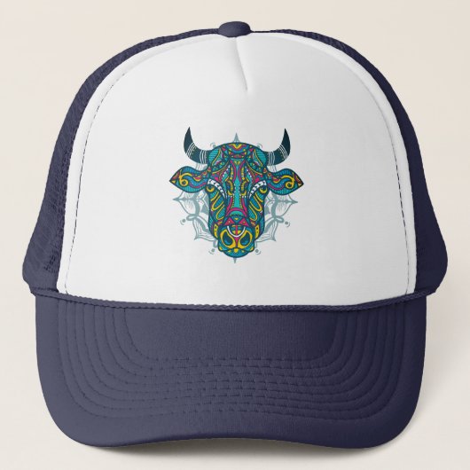 Casquette Conception de mandala hippie Sainte Vache (Devant)
