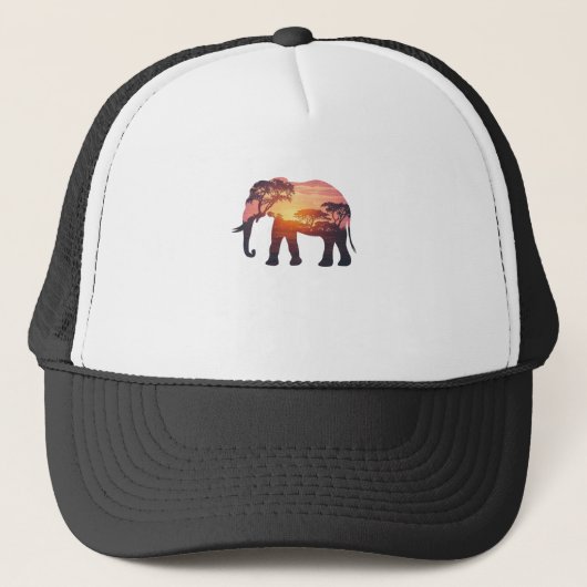 Casquette Conception de silhouette d'éléphant à double expos (Devant)