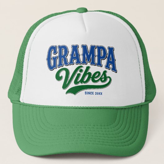 Casquette Conception de texte rétro vert bleu Grampa Vibes (Devant)