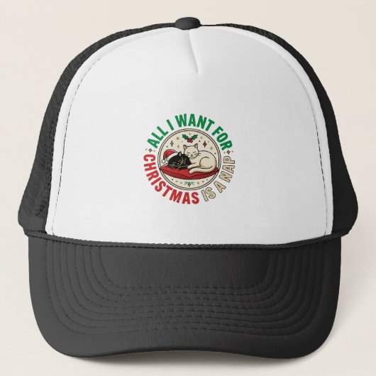 Casquette Conception de vacances de sieste de chat de Noël (Devant)