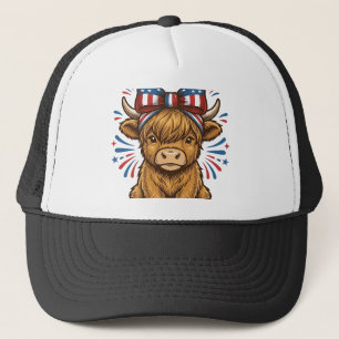 Casquette Conception de vecteur de vache Highland patriotiqu