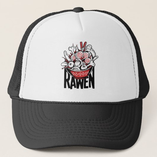 Casquette Conception de zombie de nouilles Ramen folle (Devant)