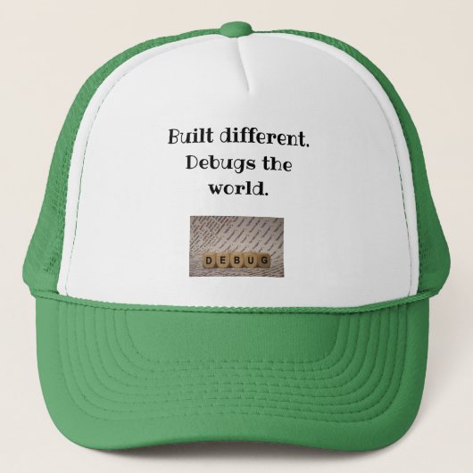 Casquette Construit Différent. Debugs World Tee for Coders (Devant)