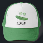 Casquette Cool en tant que Concombre "Cool AF" Drôle chapeau<br><div class="desc">Restez cool comme concombre dans ce chapeau amusant de camionneur. L'aquarelle est juste pour vous ! Consultez ma boutique pour plus de designs !</div>