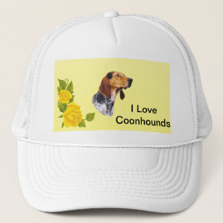 Casquette Coonhound de l'anglais américain et roses jaunes