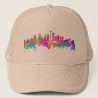 Casquette Copie d'art d'aquarelle de l'horizon de Seattle