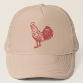 Casquette Coq de rouge de style d'impression typographique (Devant)