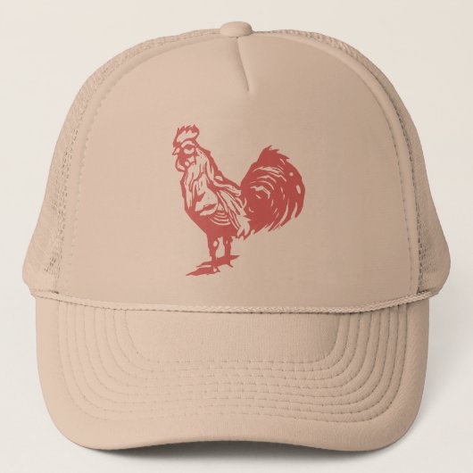 Casquette Coq de rouge de style d'impression typographique (Devant)