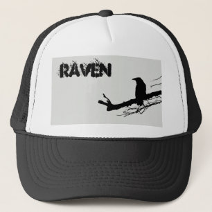 Casquette Corbeau sur l'arbre noir et blanc
