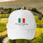 Casquette Correspondance famille Italie Voyage italien drape<br><div class="desc">Voyager en Italie avec votre famille ou un groupe de voyage? Ce casquette est parfait - design avec le drapeau italien et 2 lignes de texte personnalisé. Ajoutez votre nom de famille ou de groupe, votre date de vacances ou tout texte personnalisé. Simple et classique - le casquette idéal pour...</div>