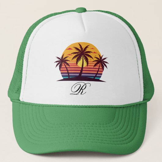 Casquette Coucher de soleil avec palmiers Vector (Devant)