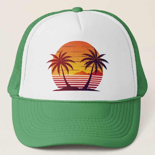 Casquette Coucher de soleil avec palmiers Vector (Devant)