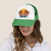 Casquette Coucher de soleil avec vecteur de palmiers (En situation)