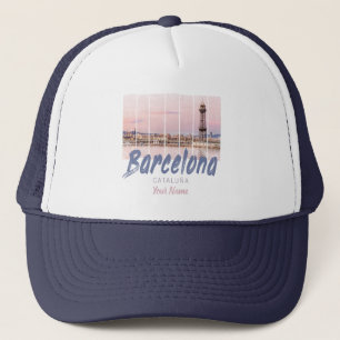 Casquette coucher de soleil de Barcelone Catalogne Skyline E