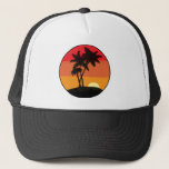 Casquette Coucher de soleil de palmier<br><div class="desc">Beau design pour les amateurs de plage/été/coucher de soleil!</div>
