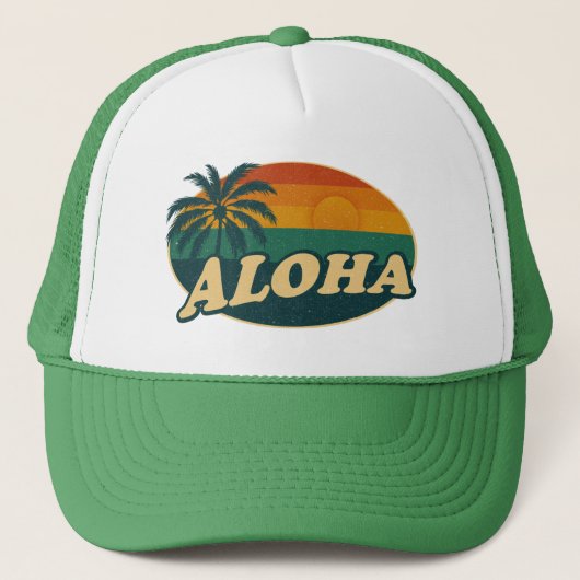 Casquette Coucher de soleil Retro Aloha - Vibes de l'île Vin (Devant)
