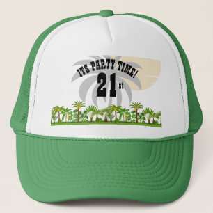 Casquette Coucher de soleil sur l'île tropicale Palm Tree