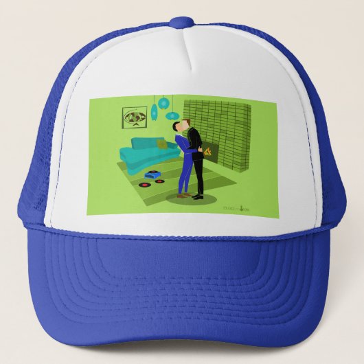 Casquette Couple gay rétro dans l'amour (Devant)