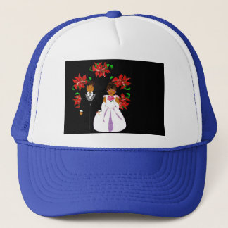 Casquette Couple Mariage de Noël en couronne ronde bleue
