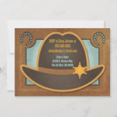 Casquette Cowboy - Bleu - Invitations de douche bé (Dos)