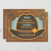 Casquette Cowboy - Bleu - Invitations de douche bé (Devant / Derrière)