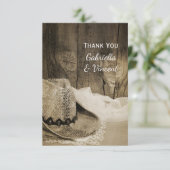 Casquette Cowboy et Barn Wood Merci Mariage occide (Debout devant)