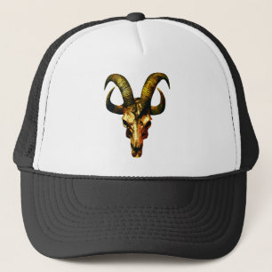 Casquette Crâne à cornes dorées - Art sombre