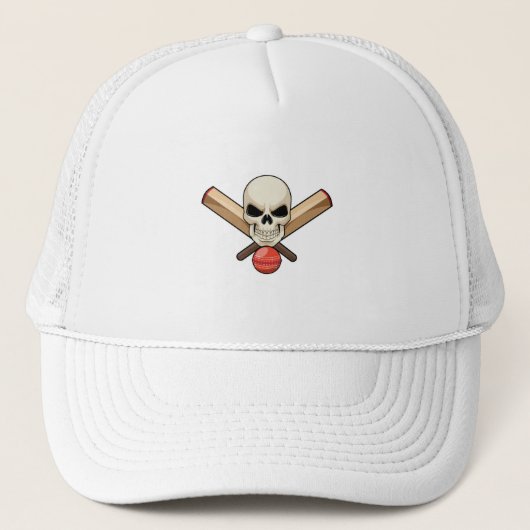 Casquette Crâne au cricket avec chauve-souris de cricket (Devant)