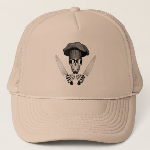 Casquette Crâne chef avec couteaux chef