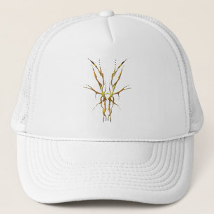 Casquette Crâne de Cerf Tribal Doré Dessin de Chasse