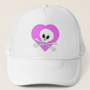 Casquette Crâne de coeur rose