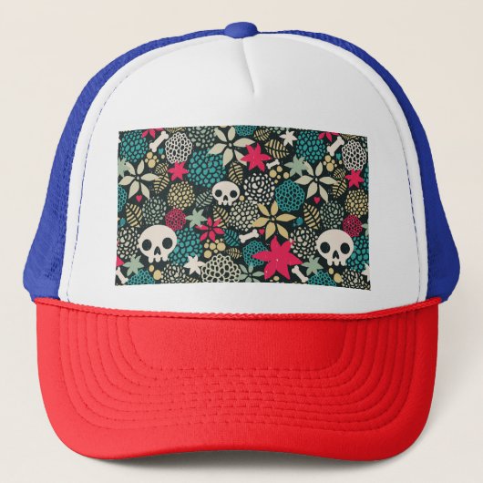 Casquette Crâne en fleurs (Devant)