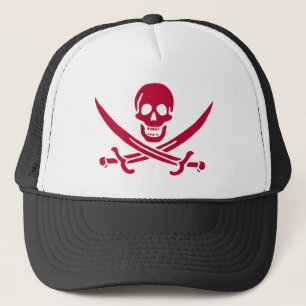 Casquette Crâne et épées de Crimson Drapeau pirate de Calico