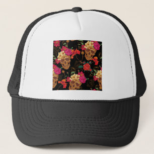 Casquette crâne floral