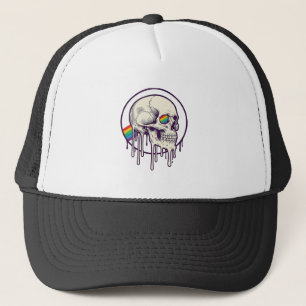 Casquette Crâne qui dégouline d'arc-en-ciel Dessin de gravur