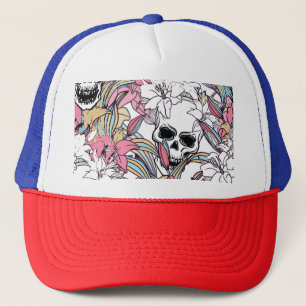 Casquette Crânes Lily Fleurs : Boho Vintage.