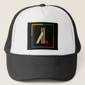 Casquette Cricket, wicket, bat and ball, (Devant)