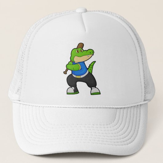 Casquette Crocodile au baseball avec une batte de baseball (Devant)
