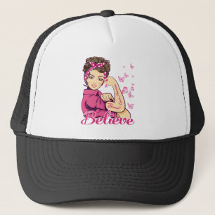 Casquette Croire Cancer du Sein Guerrier T-Shirt Femmes