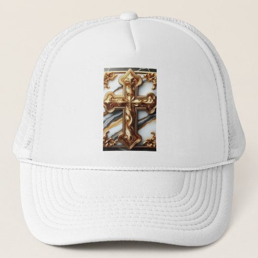 Casquette Croix éthérée sculptée dans le Marbre blanc (Devant)