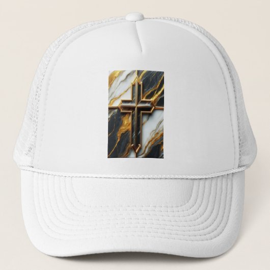 Casquette Croix noire et Marbre blanc dévoilée avec or (Devant)