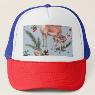 Casquette Croquis animal d'hiver, arrière - plan bleu.