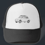 Casquette Croquis de crayon noir et blanc Fiat 500 Topolino<br><div class="desc">Doté d'un crayon noir et blanc dessiné d'une voiture de ville italienne classique Fiat 500, ce camionneur de baseball est un excellent moyen de partager votre passion pour ces petites micro-voitures mignonnes. Si vous êtes membre d’un club automobile Fiat, ou que vous aimez aller à la voiture, ce chapeau de...</div>