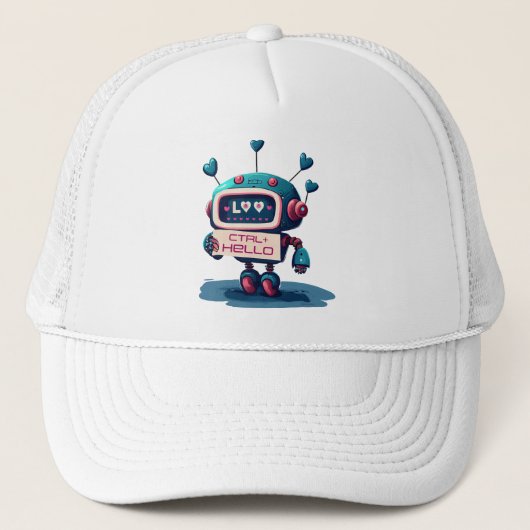 Casquette CTRL+ HELLO Denim Delim : Joli robot (Devant)