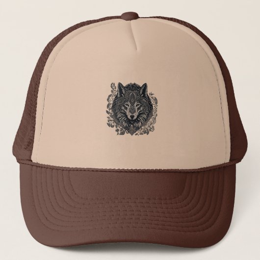 Casquette Cubisme tribal de loup (Devant)