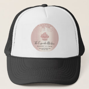 Casquette Cupcake Bakery Pastry Cafe Rose Gold Glitter Drips