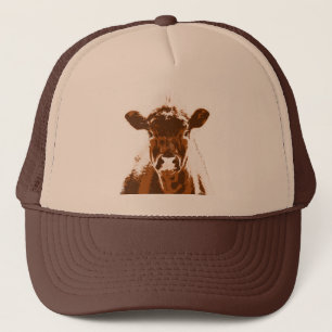 Casquette Curieux animal de la ferme de vache Brown